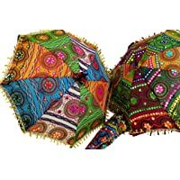 Guru-Shop Sombrilla de Algodón de Colores de la India- El Tamaño: Pequeño (61x66 Cm)- Sol- Paraguas